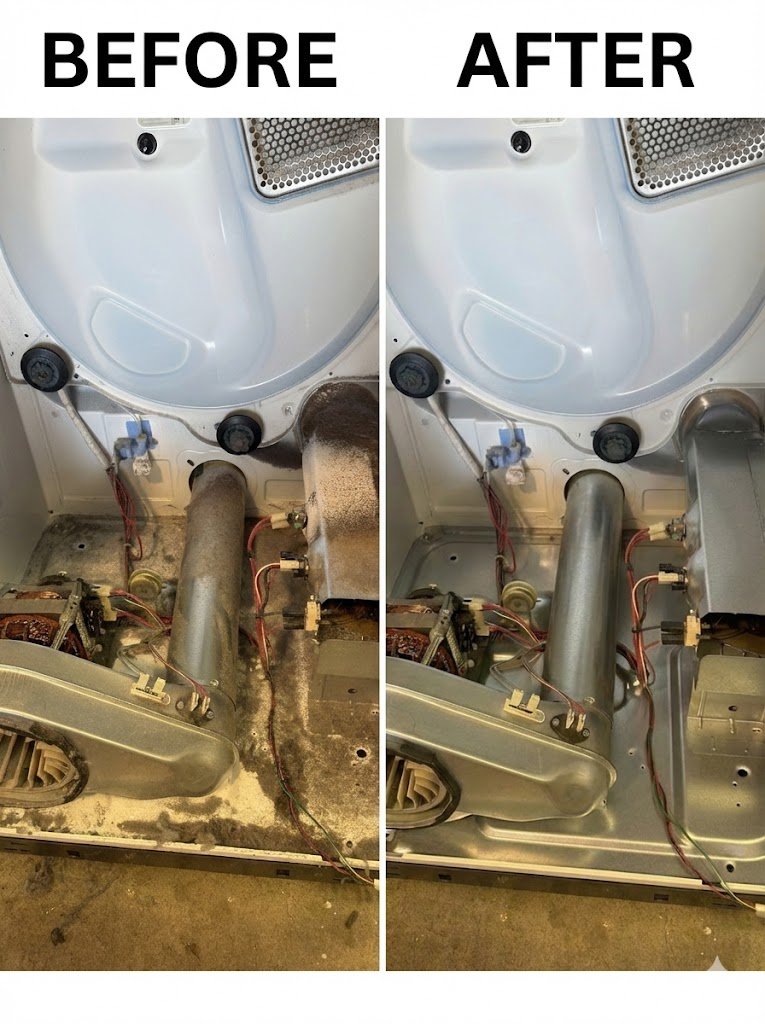 Before and after dryer cleaning in Phoenix AZ — lint and dust removal